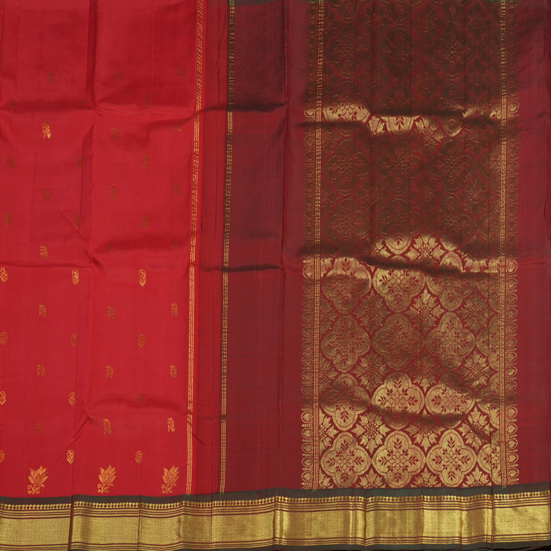 Hayagrivas Handloom Red Kanjivaram Silk Saree with Manthalir Border KBE755G14-12