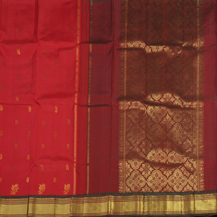 Hayagrivas Handloom Red Kanjivaram Silk Saree with Manthalir Border KBE755G14-12