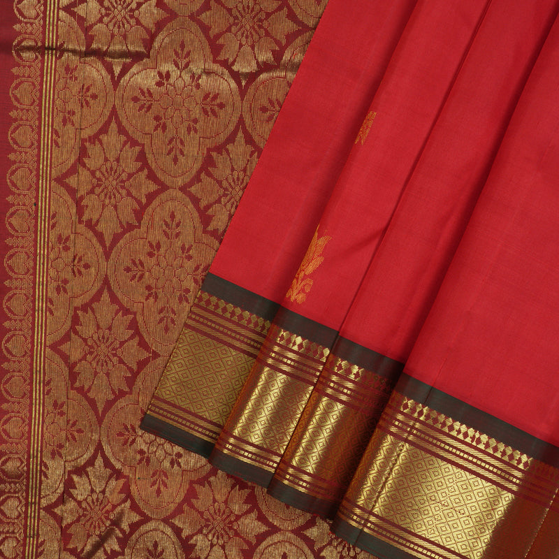 Hayagrivas Handloom Red Kanjivaram Silk Saree with Manthalir Border KBE755G14-12