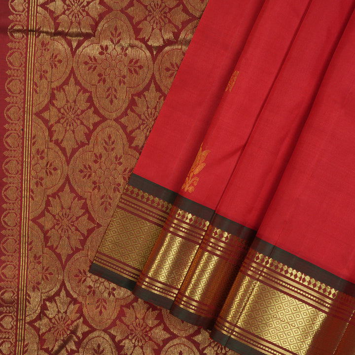 Hayagrivas Handloom Red Kanjivaram Silk Saree with Manthalir Border KBE755G14-12