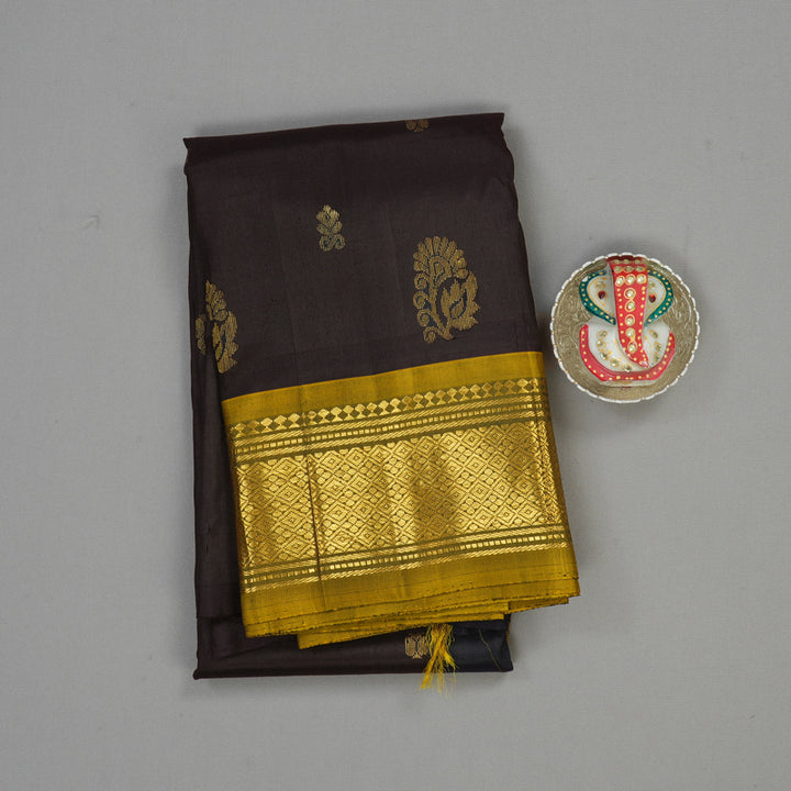 Hayagrivas Nagapazham Pure One Side Border Silk Saree with Sampanga Green border KBE755G14-4