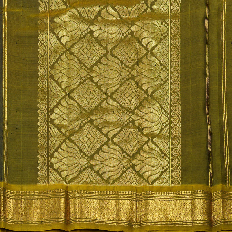 Hayagrivas Nagapazham Pure One Side Border Silk Saree with Sampanga Green border KBE755G14-4