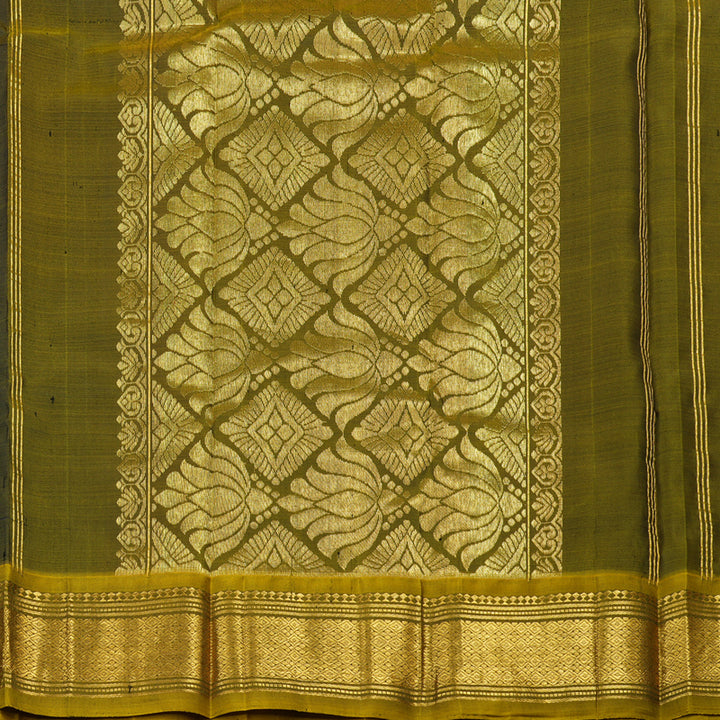 Hayagrivas Nagapazham Pure One Side Border Silk Saree with Sampanga Green border KBE755G14-4