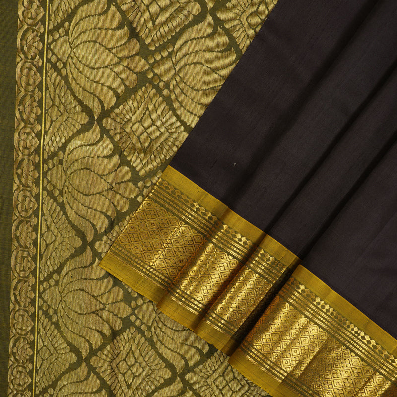 Hayagrivas Nagapazham Pure One Side Border Silk Saree with Sampanga Green border KBE755G14-4