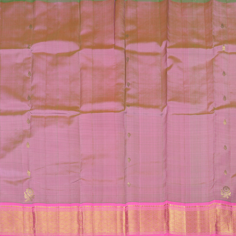 Hayagrivas Dual Tone (Pink & Green) Pure One-sided Border Kanjivaram Silk saree KBE755G17-12