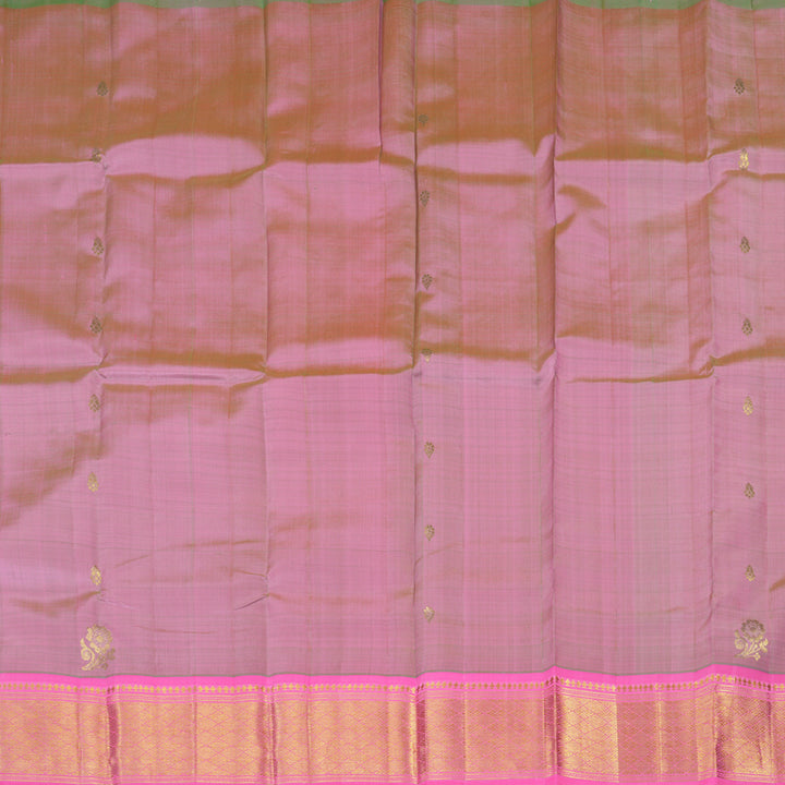 Hayagrivas Dual Tone (Pink & Green) Pure One-sided Border Kanjivaram Silk saree KBE755G17-12