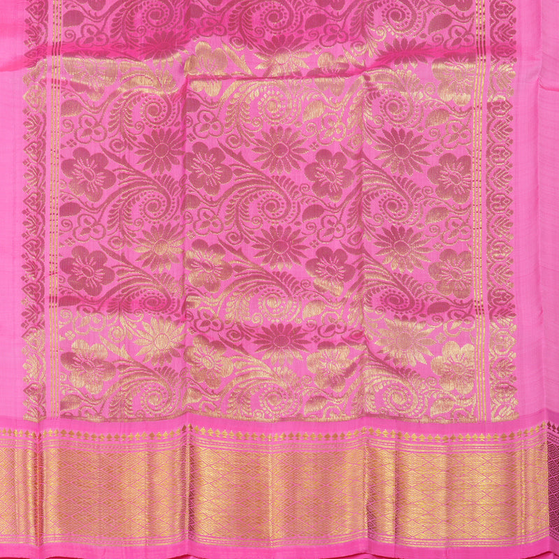 Hayagrivas Dual Tone (Pink & Green) Pure One-sided Border Kanjivaram Silk saree KBE755G17-12