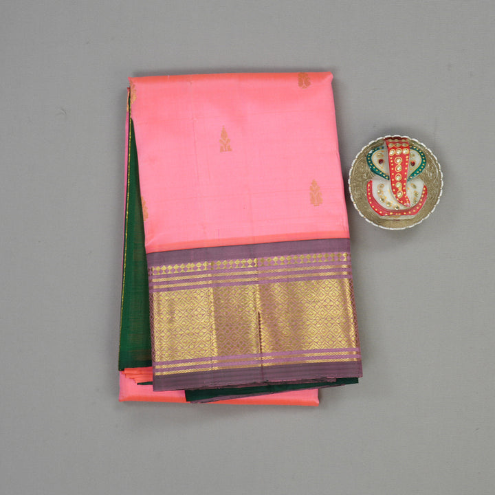 Hayagrivas Bright Pink Pure One Side Border Silk Saree with Mild Purple border KBE755G7-45