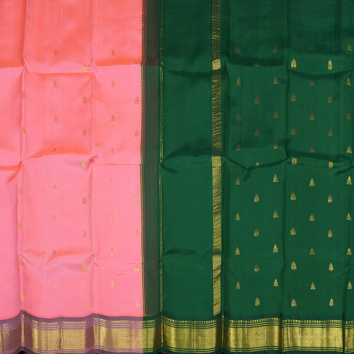 Hayagrivas Bright Pink Pure One Side Border Silk Saree with Mild Purple border KBE755G7-45
