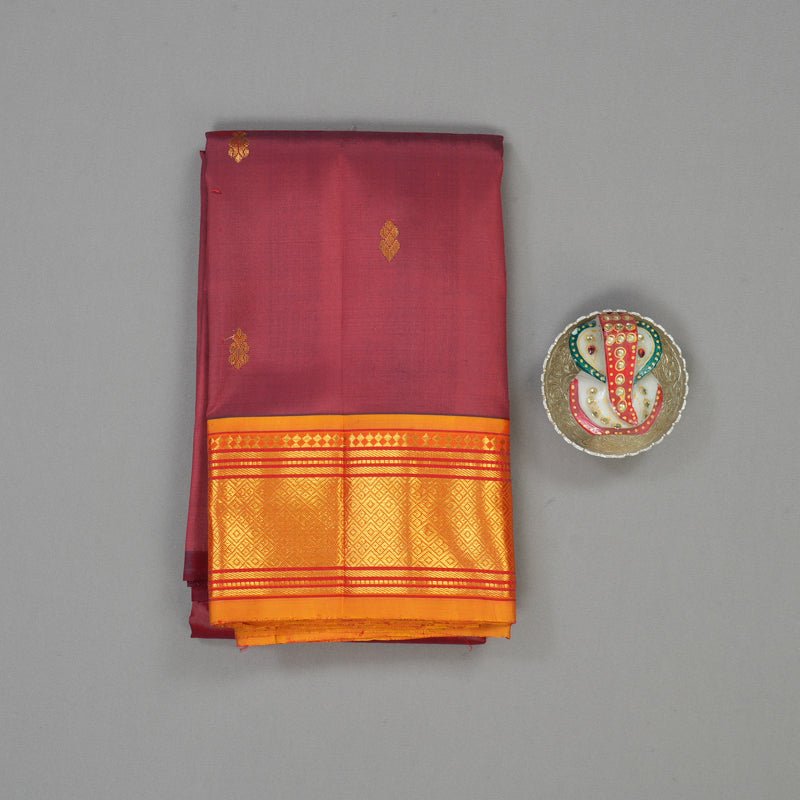 Hayagrivas Red One Side Border Kanjivaram Silk Saree KBE755G8-9