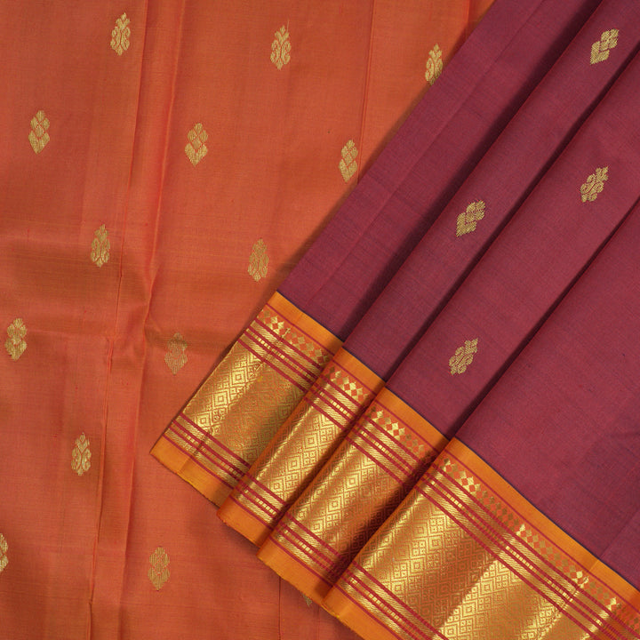 Hayagrivas Red One Side Border Kanjivaram Silk Saree KBE755G8-9