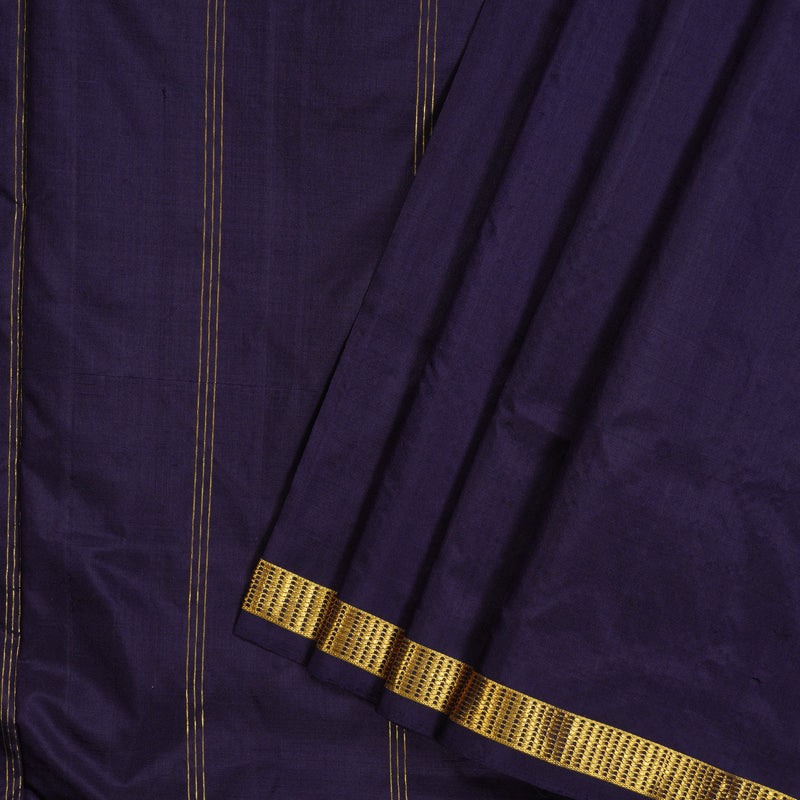Hayagrivas Handloom Midnight Blue Ten Yards Silk Saree KBE757G2-3