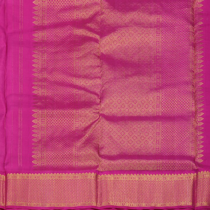 Hayagrivas Handloom Wine Purple Kanjivaram Nine Yards Silk Saree with Rani Pink KBE763G7-1