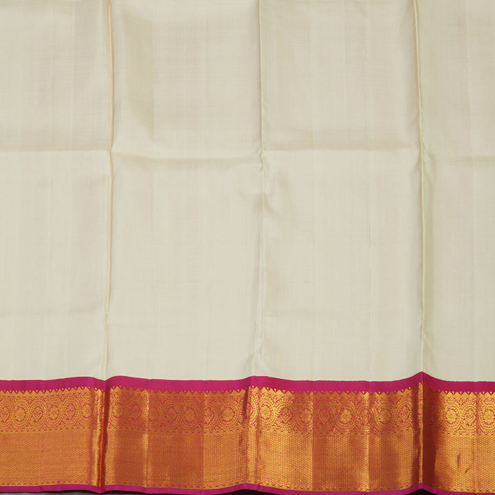 Hayagrivas Handloom Half White Kanjivaram Pattu Pavadai with Rani Pink Border KBE764G2-5