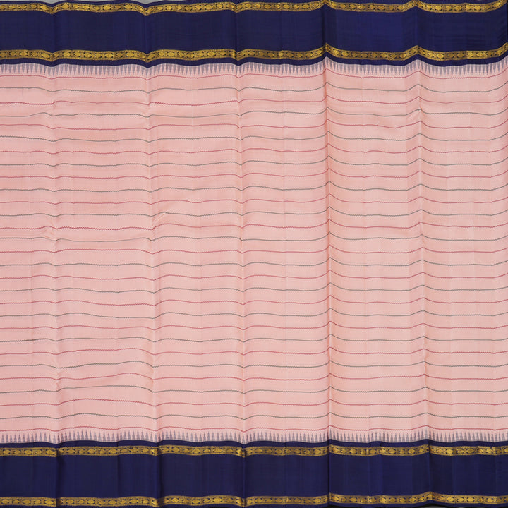 Hayagrivas Handloom Baby Pink Kanjivaram Silk Saree with Midnight Blue Border KBE765G2-1