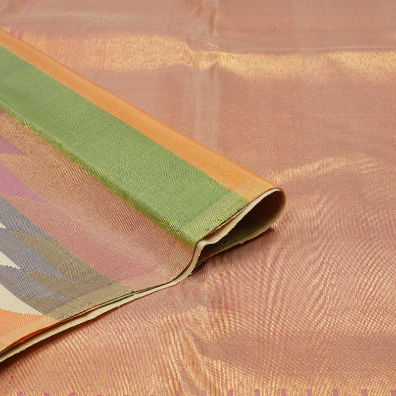Hayagrivas Handloom Sandal Kanjivaram Silk Saree with Temple Border KBE766G3-1