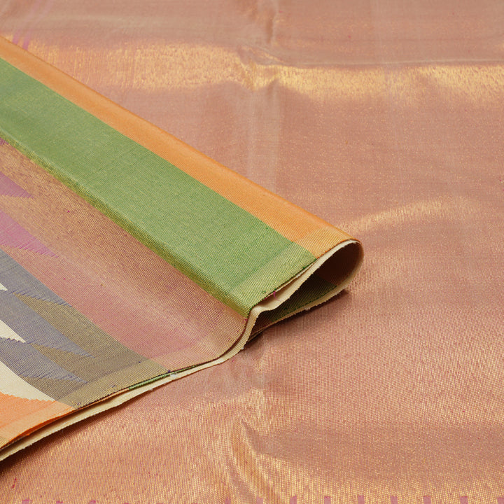 Hayagrivas Handloom Sandal Kanjivaram Silk Saree with Temple Border KBE766G3-1