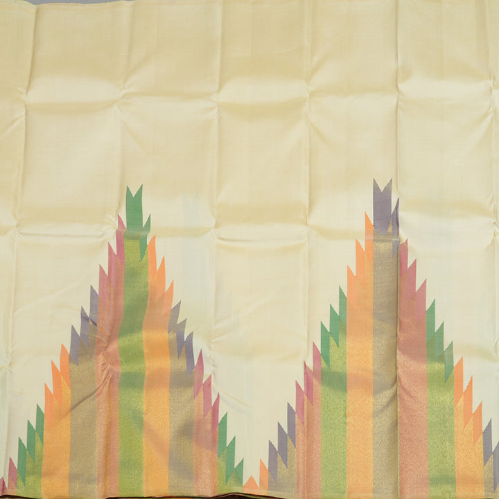 Hayagrivas Handloom Sandal Kanjivaram Silk Saree with Temple Border KBE766G3-1
