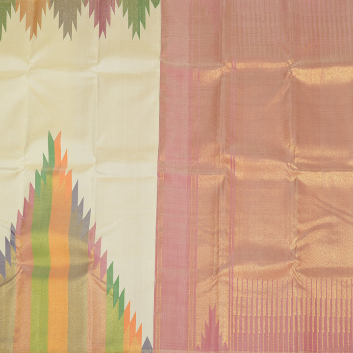 Hayagrivas Handloom Sandal Kanjivaram Silk Saree with Temple Border KBE766G3-1