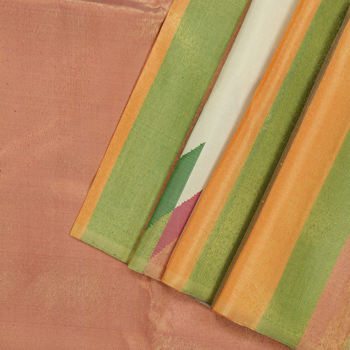 Hayagrivas Handloom Sandal Kanjivaram Silk Saree with Temple Border KBE766G3-1