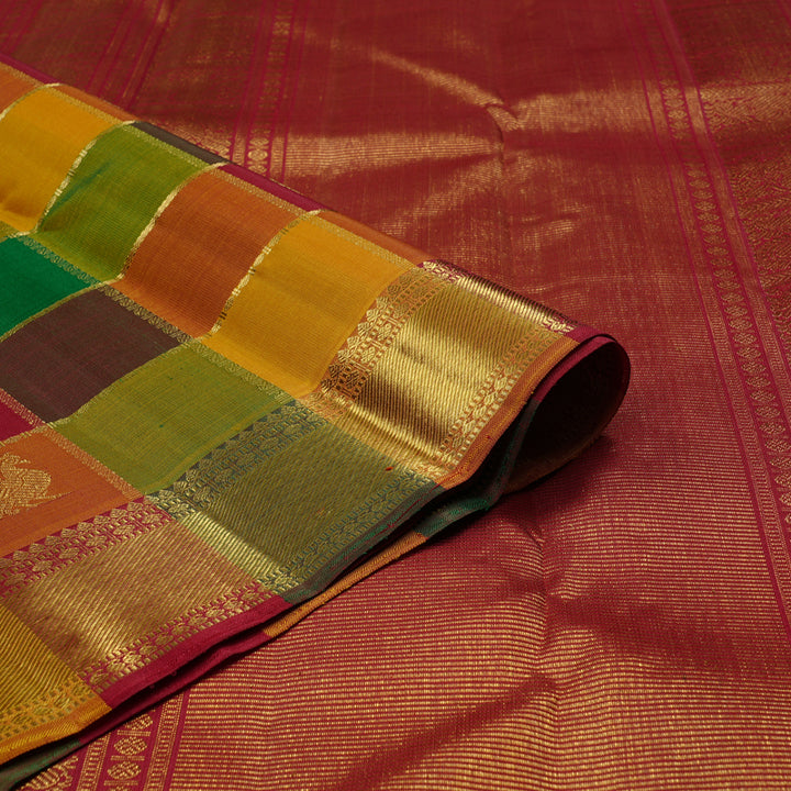 Hayagrivas Multi Colour Checks Handloom Kanjivaram Silk Saree KBE76D1-1