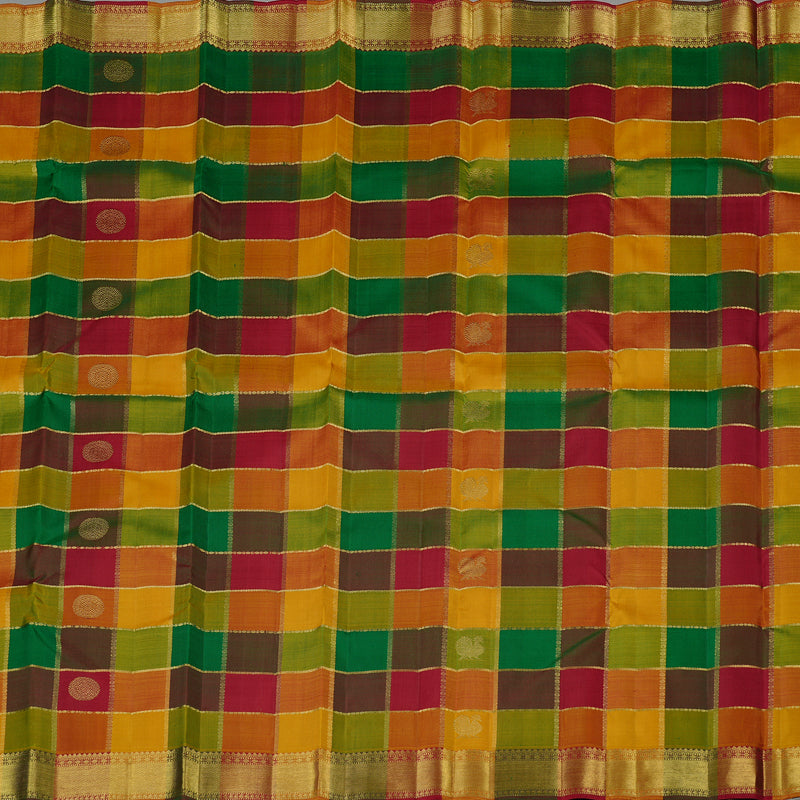 Hayagrivas Multi Colour Checks Handloom Kanjivaram Silk Saree KBE76D1-1