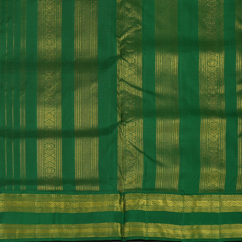 Hayagrivas Orangish Pink Pure Ten Yards Silk Madisar with Bottle Green border KBE770H14-1