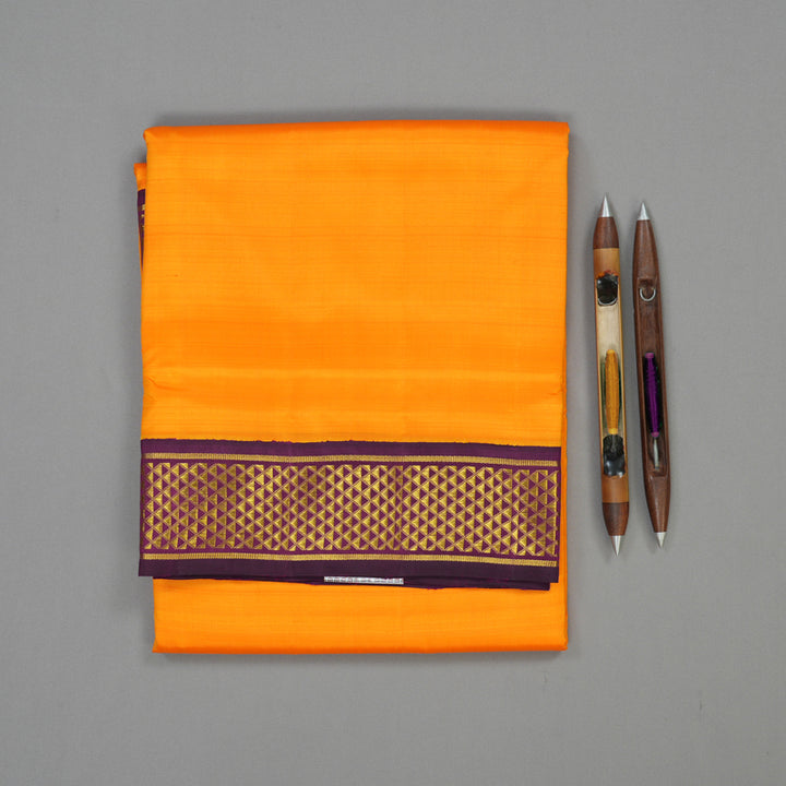 Hayagrivas Orange Pure Ten Yards Silk Madisar with Deep Violet border KBE770H9-1