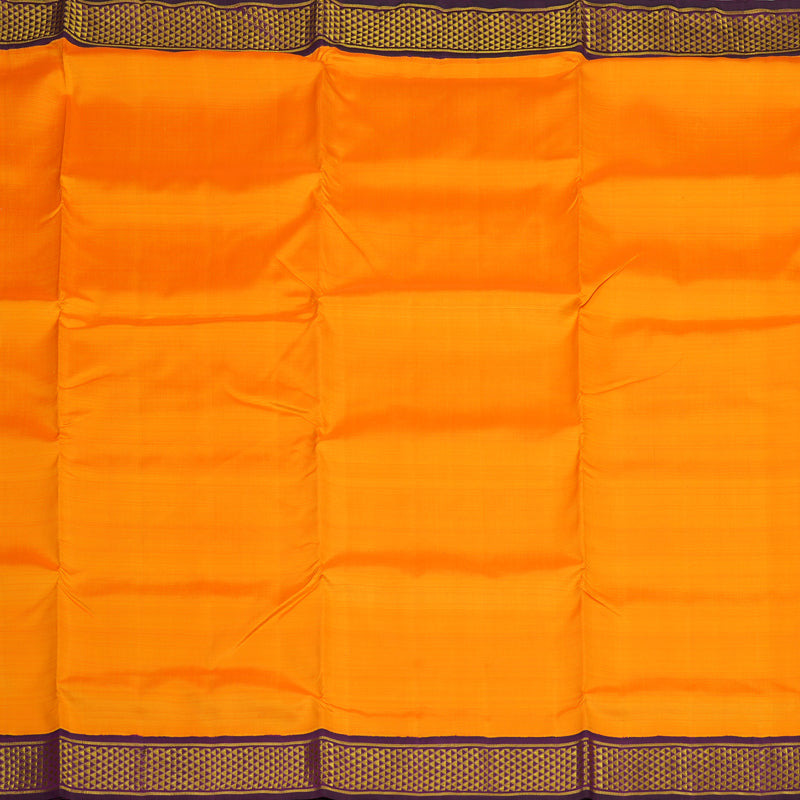 Hayagrivas Orange Pure Ten Yards Silk Madisar with Deep Violet border KBE770H9-1