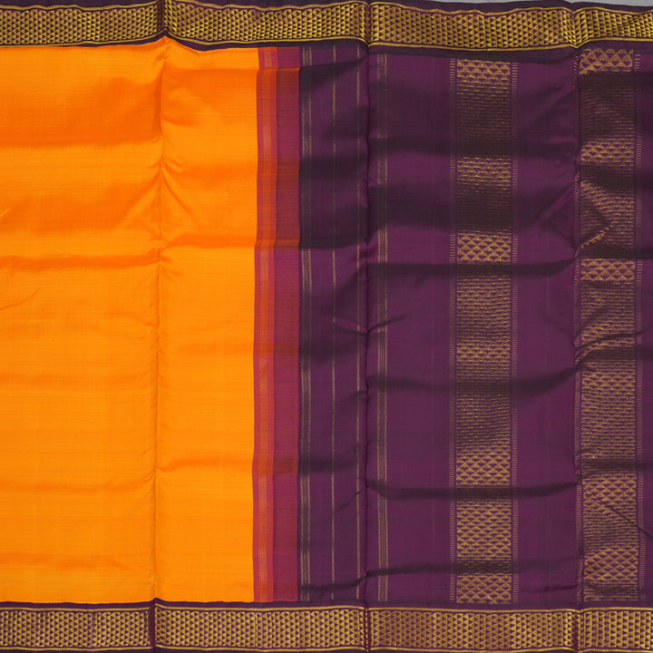 Hayagrivas Orange Pure Ten Yards Silk Madisar with Deep Violet border KBE770H9-1