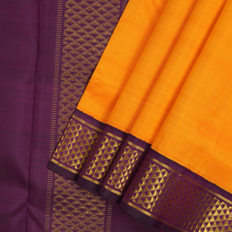Hayagrivas Orange Pure Ten Yards Silk Madisar with Deep Violet border KBE770H9-1