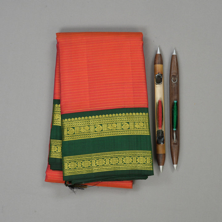 Hayagrivas Handloom Red Kanjivaram Silk Saree with Karum Pachai Border KBE771H3-3
