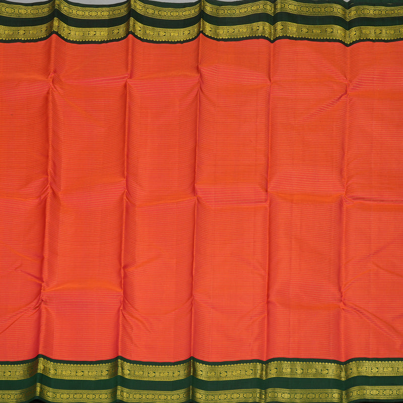 Hayagrivas Handloom Red Kanjivaram Silk Saree with Karum Pachai Border KBE771H3-3
