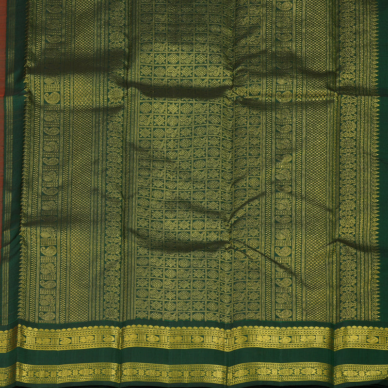 Hayagrivas Handloom Red Kanjivaram Silk Saree with Karum Pachai Border KBE771H3-3