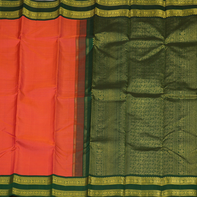 Hayagrivas Handloom Red Kanjivaram Silk Saree with Karum Pachai Border KBE771H3-3