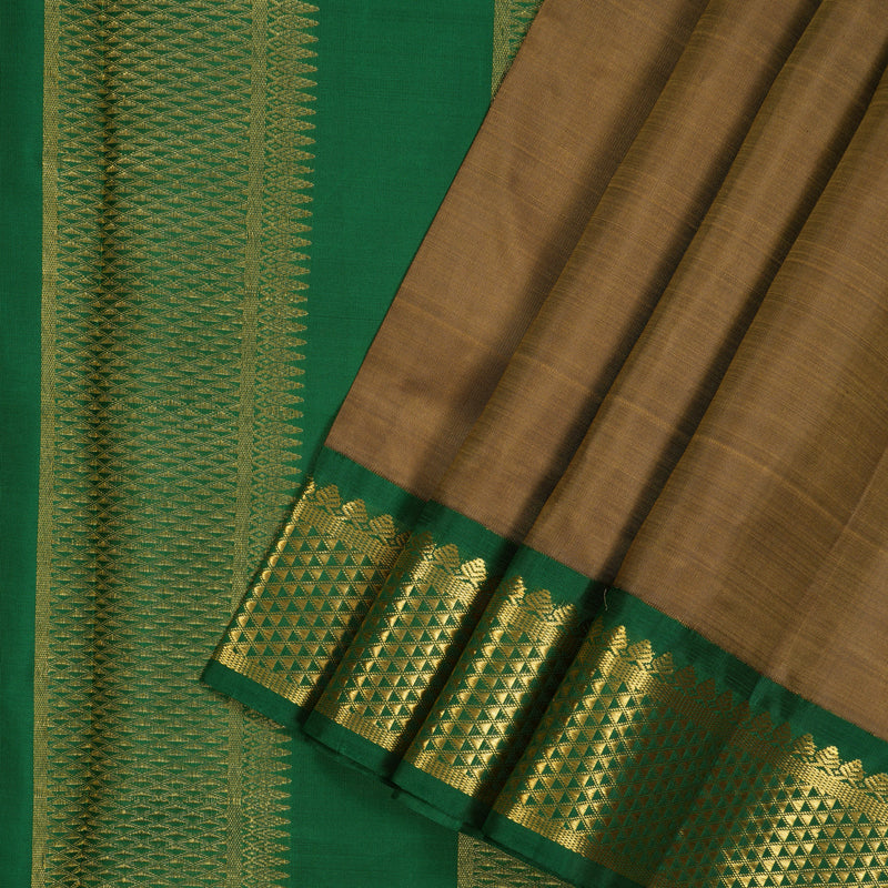 Hayagrivas Handloom Khaki Brown Ten Yards Silk Madisar KBE772H5-2