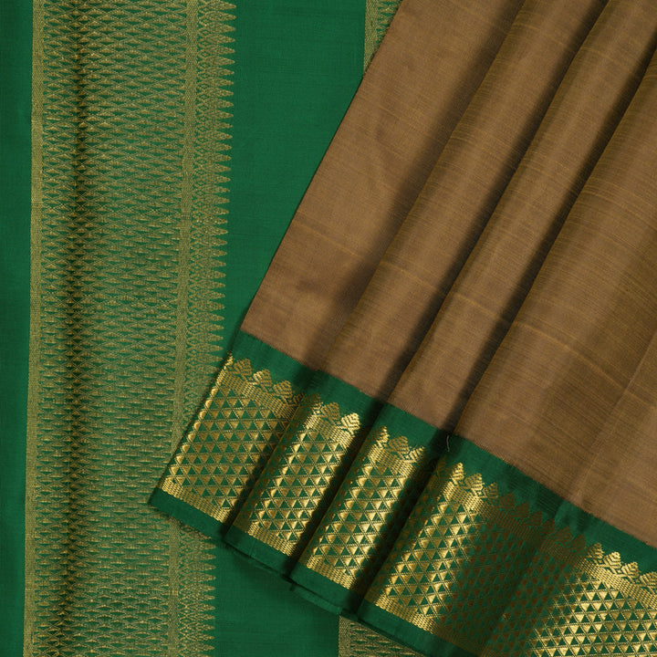 Hayagrivas Handloom Khaki Brown Ten Yards Silk Madisar KBE772H5-2