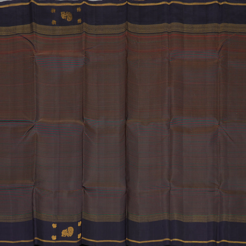 Hayagrivas Handloom Maroon & Green stripes Kanjivaram Silk Saree KBE777H7-1
