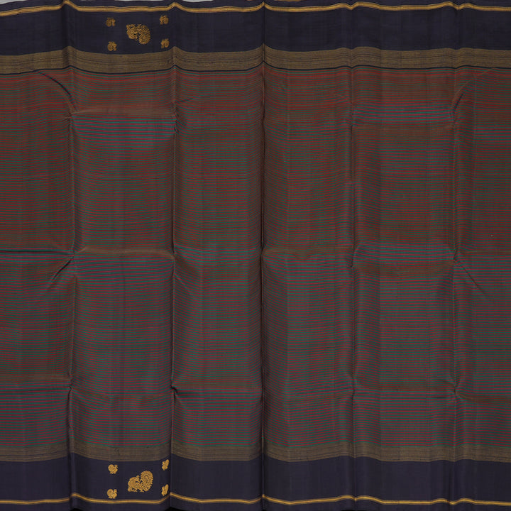 Hayagrivas Handloom Maroon & Green stripes Kanjivaram Silk Saree KBE777H7-1