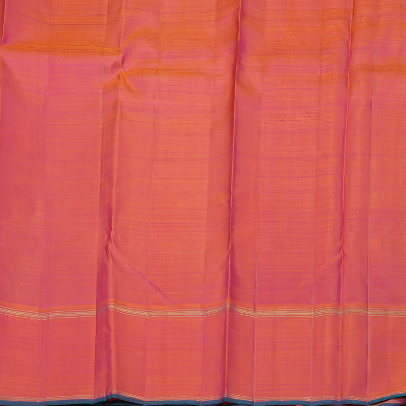 Hayagrivas Handloom Rani Pink Kanjivaram Silk Saree with Orangish-Pink Border KBE777H8-1