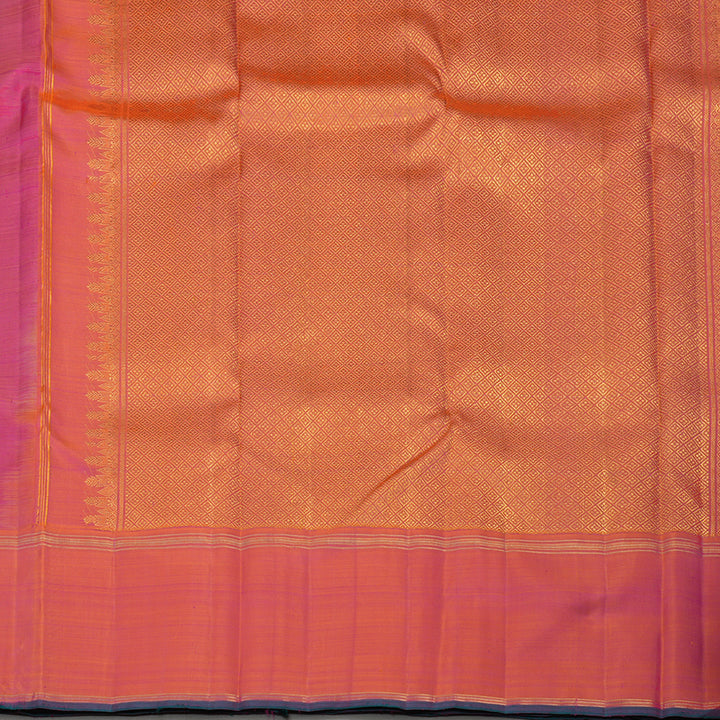 Hayagrivas Handloom Rani Pink Kanjivaram Silk Saree with Orangish-Pink Border KBE777H8-1