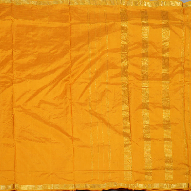Hayagrivas Handloom Mango Yellow Kanjivaram Ten Yards Silk Saree KBE779H2-5
