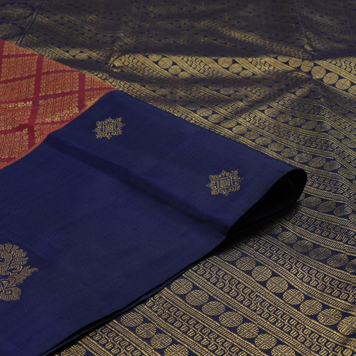 Hayagrivas Handloom Araku Maroon Kanjivaram Silk Saree with Navy Blue Border KBE781H6-1