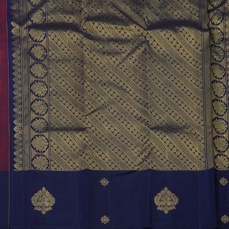 Hayagrivas Handloom Araku Maroon Kanjivaram Silk Saree with Navy Blue Border KBE781H6-1