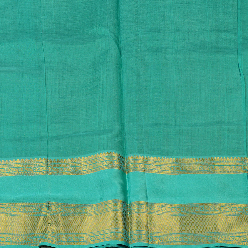Hayagrivas Pure Silk Cotton Saree in Deep Brown with Sea Blue border KBE782H16-1
