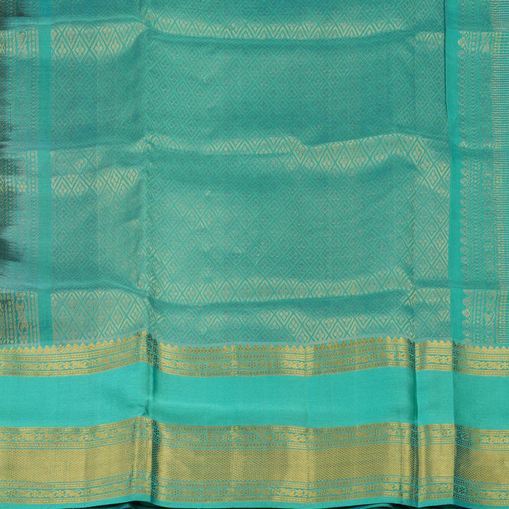Hayagrivas Pure Silk Cotton Saree in Deep Brown with Sea Blue border KBE782H16-1