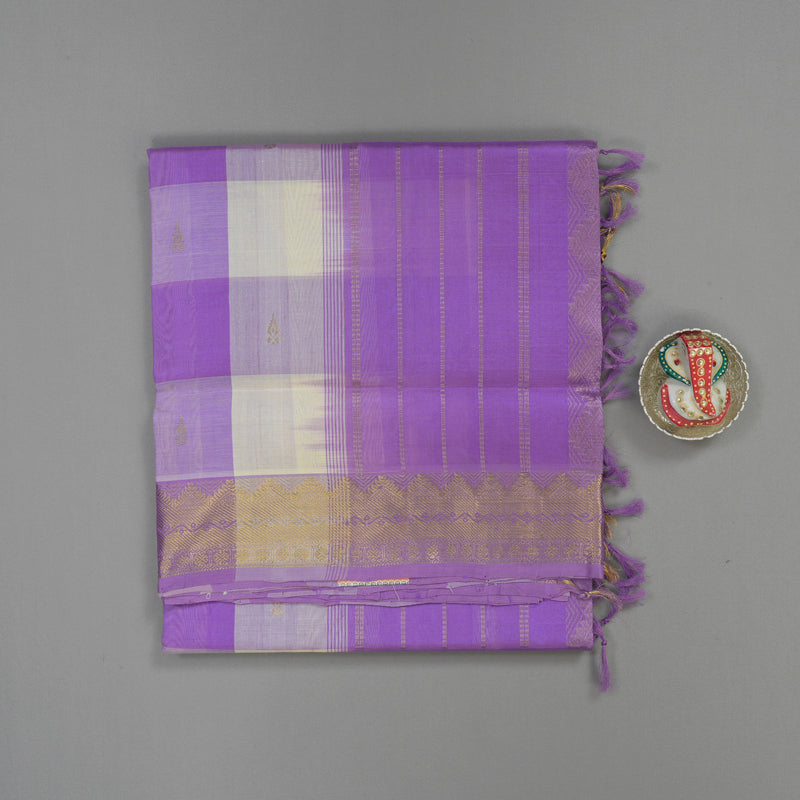 Hayagrivas Handloom Multicolour Checks Pure Silk Cotton Saree with Lavendar Border KBE782H5-22