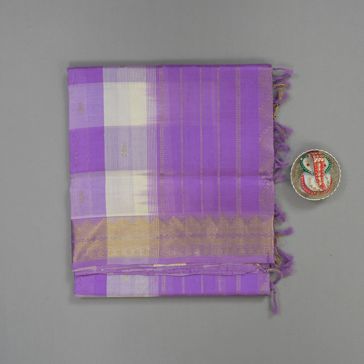 Hayagrivas Handloom Multicolour Checks Pure Silk Cotton Saree with Lavendar Border KBE782H5-22