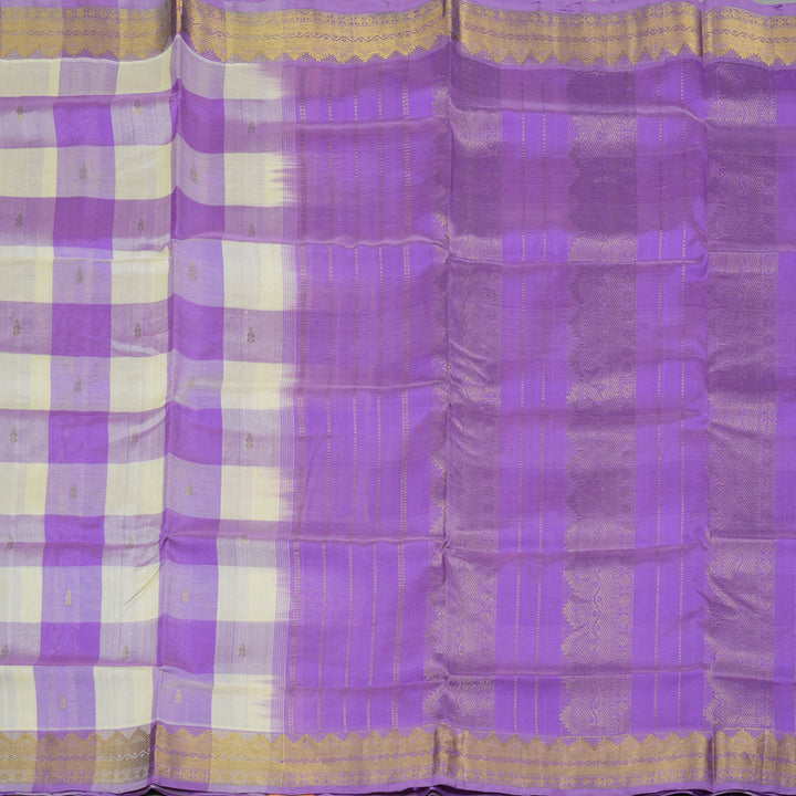 Hayagrivas Handloom Multicolour Checks Pure Silk Cotton Saree with Lavendar Border KBE782H5-22