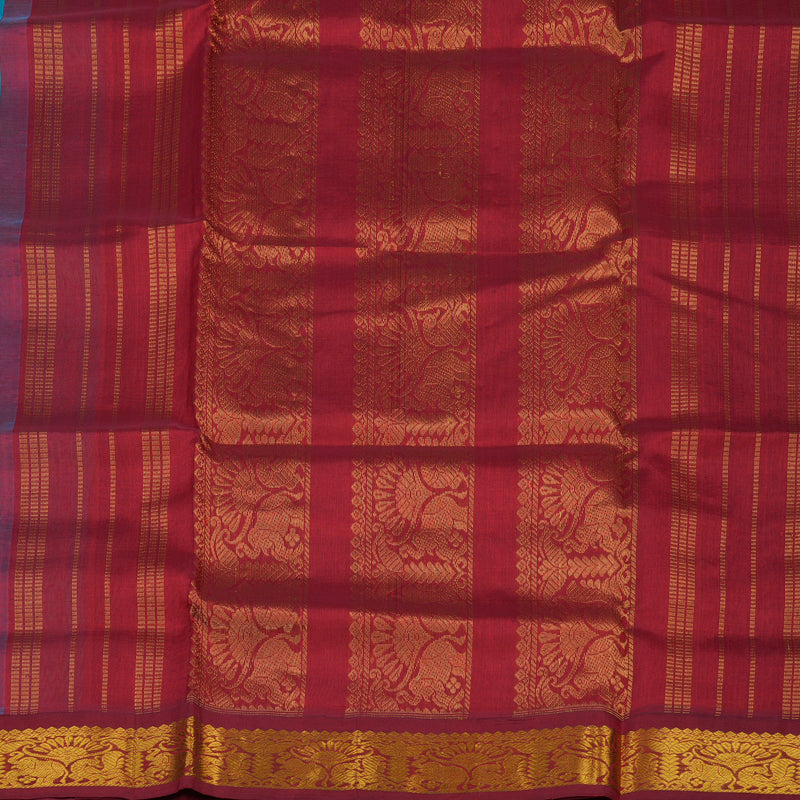 Hayagrivas Turquoise Blue Pure Silk Cotton Saree with Maroon border KBE783H1-13